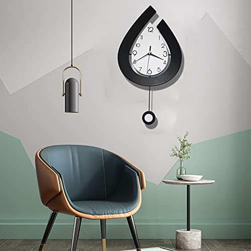 Decorative Wall Clock For Living Room Decor, Shunzy Large Modern Wall Clocks With Pendulum Battery Operated For Bedroom Office Kitchen Home, 22.4 Inch Big Silent Wall Clock Non Ticking #TOP3