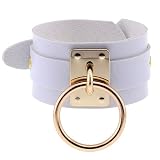 Necklace-Bracelet- Punk Goth White PU Leather Bracelet Cuff Bangles Emo Spike Rivets Bracelets For W