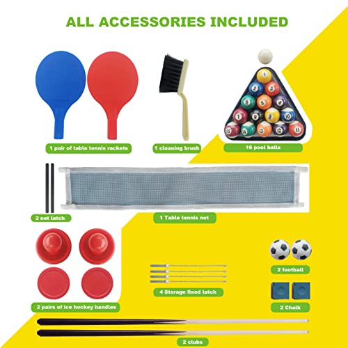 HLC Multigame Spieletisch Klappbar 4 in 1 Tischkicker Spieltisch Billardtisch Tischtennistisch Tischfußball Hockeytisch Geburtstag Weihnachten Party Geschenke 121.5x61x81.5CM – Bild 6