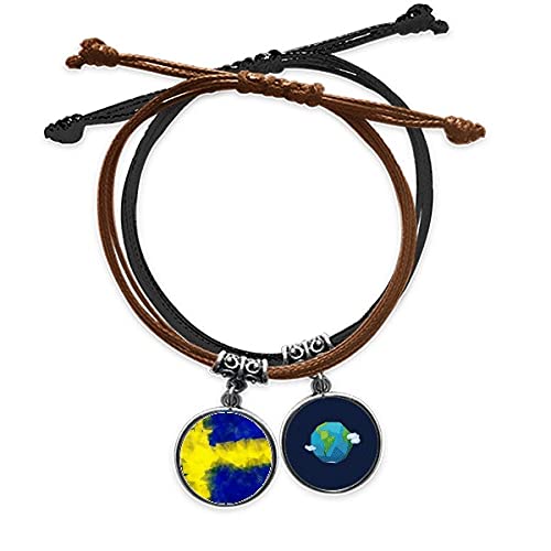 Pulsera de bandera sueca ajustable que no irrita la piel en cuero