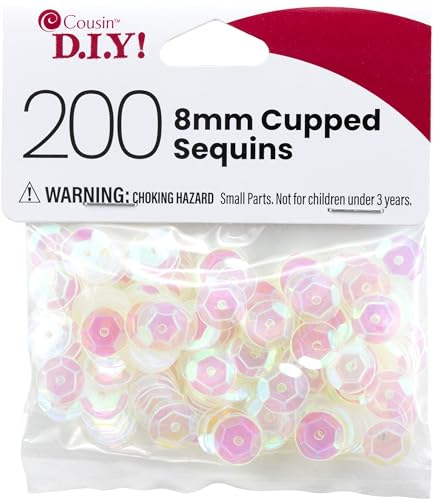 Cousin DIY Crystal Iridescent 5mm Cupped Sequins, 200pc, Clear
