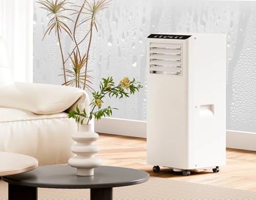 Image of Portable Air Conditioner 9000 BTU, 5-in-1 Air Conditioning Unit Portable Cooling, Dehumidifier & Fan, Energy Saving Mobile AC with 24H Timer, Sleep Mode, Window Kit, for Rooms up to 400 Sq Ft, White