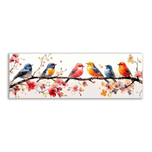 Art d'oiseaux chanteurs colorés sur toile pour une cuisine poétique