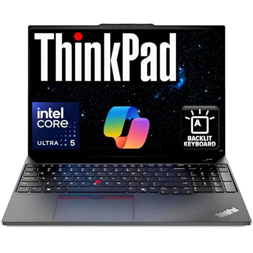 Image of Lenovo 2026 ThinkPad E16 Business AI PC Laptop, 16 inch FHD+ Display, Intel 12-Core Ultra 5 125U (> i7-1355U), 16GB DDR5, 256GB SSD, Fingerprint Reader, Backlit KB, Thunderbolt 4, Ethernet, Windows 11 Pro