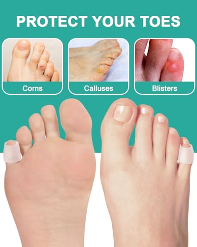 Image of 24Pc Silicone Pinky Toe Protectors Sleeves Gel Little Small Toe Protector Cushions Covers Corn Pads for Women Men Blisters, Hammertoes, Calluses, Toenails Loss and Friction Pain Relief