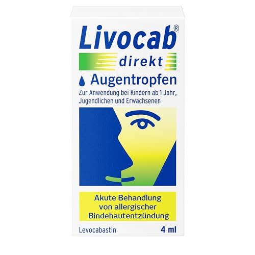 Livocab direkt Augentropfen (4 ml) | Akuthilfe bei Allergie | Schnelle Hilfe bei allergischer Bindehautentzündung | Wirkungsvoll ab der 1. Anwendung