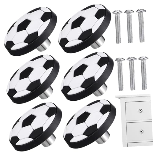 HOLIDYOYO Soccer Ball Knobs 6 Pack Kids' Room Handles Decorative Cabinet Drawer Knobs Safe Stylish