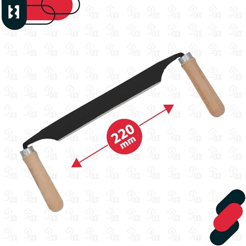 Foto von KOTARBAU® Zugmesser - 220 mm - Geschmiedet - Ziehmesser für Holz - Werkzeug für Holzbearbeitung - mit ergonomischen Holzgriffen - Schäleisen - Stahl
