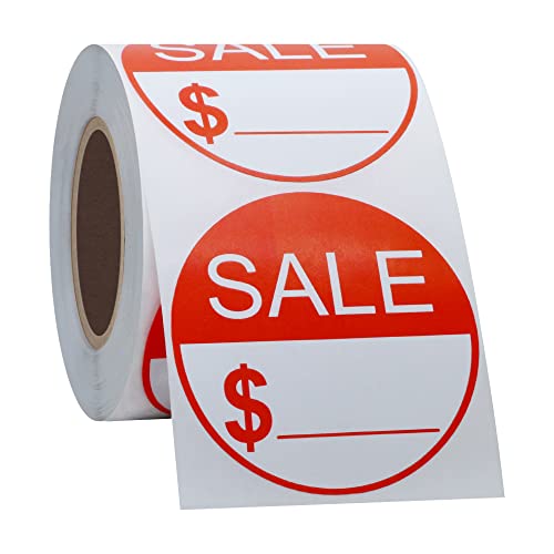 Pegatinas de precios con símbolo $ en formato de círculo de 2 pulgadas, 300 unidades