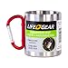 Life Gear Stainless Steel Double Walled Mug with Carabiner Handle - Portable Rockclimbing, Hiking, Backpacking or Camping Travel Cup 10 oz