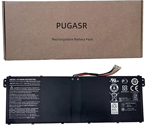 PUGASR AC14B8K Laptop Battery Compatible with Acer Aspire R5-471T R5-571T R5-571TG R7-371T N15W5 CB5-571 CB3-531 Swift 3 SF314-51 SF314-52 Nitro 5 AN515-51 AN515-52 4ICP5/57/80 15.2V 48Wh