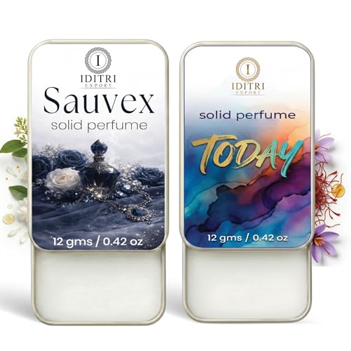 Image of Solid Perfume |Today&Sauvex Alcohol Free Wax Perfume Balm, Long Lasting | Pocket Tin 12g, Pack Of 2| Non Greasy Smooth Glide, Travel Friendly Men And Women