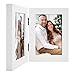 Frametory, 4x6 Double Picture Frame - Real Glass Hinged 2 Photos Collage, Desktop Picture Frame Standing Vertical (White, 1 Pack)