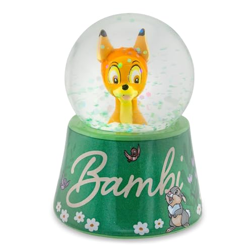 Disney Bambi and Thumper Jolie boule à neige lumineuse pour adulte avec paillettes tourbillonnantes | 7,6 cm de haut