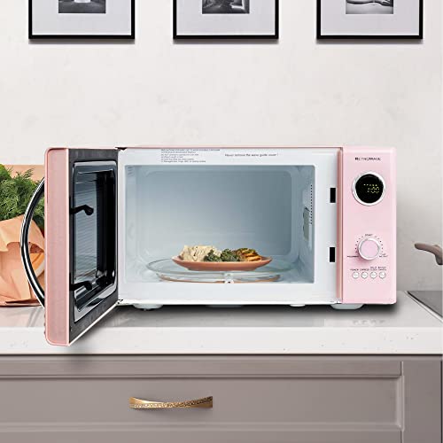Nostalgia Retro Countertop Microwave Oven - Large 800-Watt - 0.9 Cu Ft - 12 Pre-Programmed Cooking Settings - Digital Clock - Kitchen Appliances - Pink #TOP2