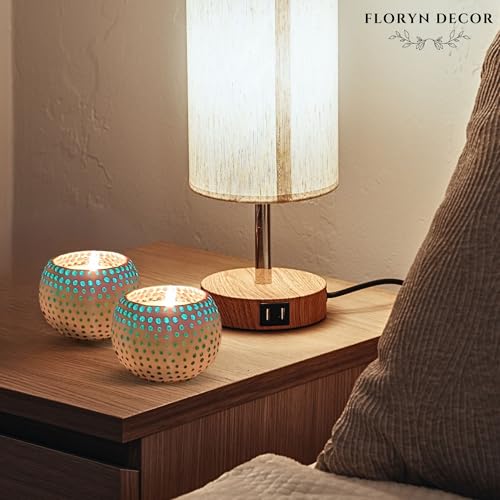 Image of Floryn Decor Morrocan Mosaic Candle Holders | Home Light Decorations Items | Mosaic Glass Tealight Holder | Best lamp for Diwali Decoration | Pack of 2 (with 2 Tealight Candle Free)