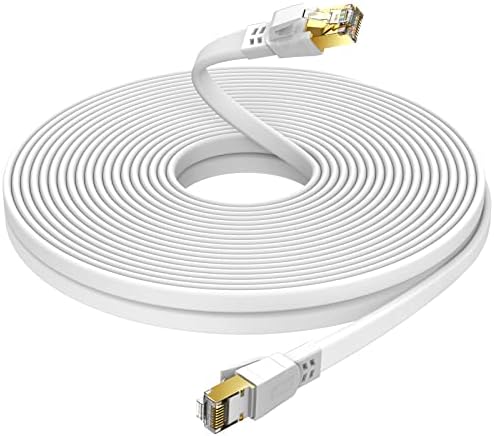 Ercielook Kabel sieciowy Cat8 20 m, do użytku na zewnątrz i wewnątrz, 40 Gb/s, 2000 MHz z pozłacaną wtyczką RJ45, odporny na warunki atmosferyczne, odporny na działanie promieni UV, do routerów, gier, modemów