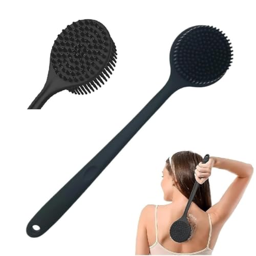 Image of 2 in 1 Body Scrubber And Scalp Massager for Hair +Soft Silicone Back Scrubber Long Handle Bath Brush + Face Scrubber Brush, Combination Combo, Super-Exfoliating & Lathering Body Scrubber, Shower Brush for Men and Women (5 IN 1 BATH BRUSH)