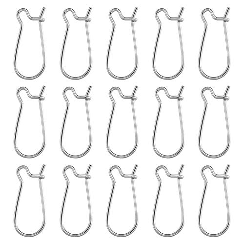 Kissitty 100-Piece Platinum Plated Brass Kidney Earring Hooks 16x8mm Hoop Ear Wires for Dangle Earrings Making