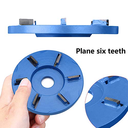 Six Teeth Power Wood Carving Disc Tool Milling Cutter, Woodworking Turbo Tea Tray Digging Wood Carving Disc Tool Milling Cutter for 16mm Aperture Angle Grinder Blue