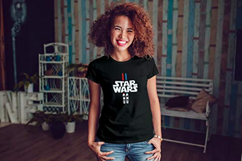 Camiseta Baby Look Sabre de Luz Feminino Preto Tamanho:P