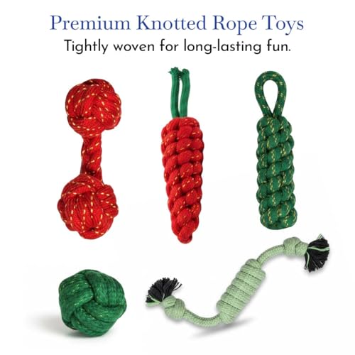 Image of PETS EMPIRE Dog Chew Toys with Knots Combo of 5 Ropes All Puppy Breeds & Aggressive Chewers, Teething Rope, Fetching Rope Dog Toy for Interactive Play and Training