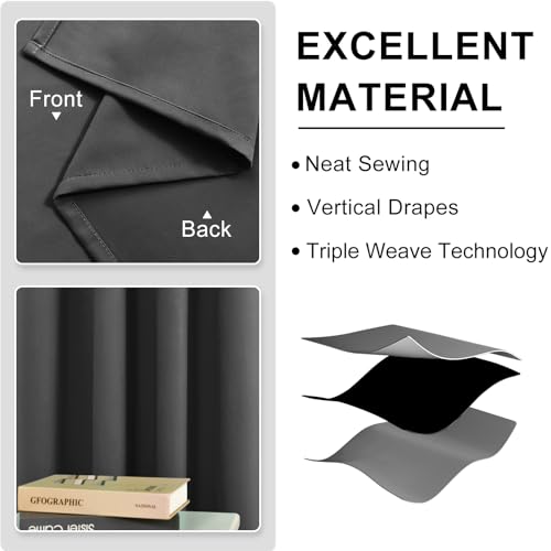 Image of DWCN Blackout Curtains for Bedroom Living Room 38 x 54 Inch Long Dark Grey