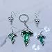 3 Pack Set Arwen Evenstar Dangle Earring Costume Jewelry Cz Elven Leaf Charm Aragorn Accessories Cosplay Drop Dangling Earring and keychain For Fans,Men Women
