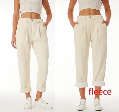 heipeiwa Women's Fleece Lined Corduroy Winter Thermal Grilfriend Boyfriend Casual Pants Warm Trouser3
