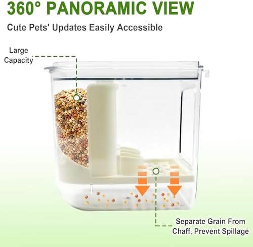 No Mess Bird Feeder for Cage Automatic Bird Seed Feeder with Perch & Transparent Food Container Parakeet Cage Accessories for Parrots Budgies Lovebirds Canary (1 PCS) - 4