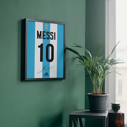 Image of Posternet Football Jersey Number 10 Wall Poster Frame | Argentina Inspired Blue White Sports Artwork | A4 Size (8.3 x 11.7 Inch) Framed Wall Decor for Bedroom, Living Room, Gaming Room, Office | Premium HD Print