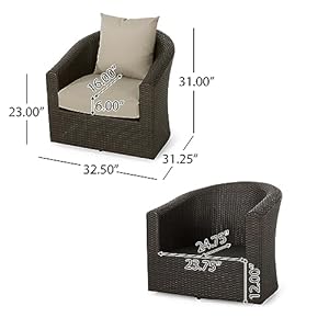 Gdfstudio outdoor aluminum framed mix brown wicker swivel club chair with water resistant cushions set o f4 mix khaki  urban country home decor