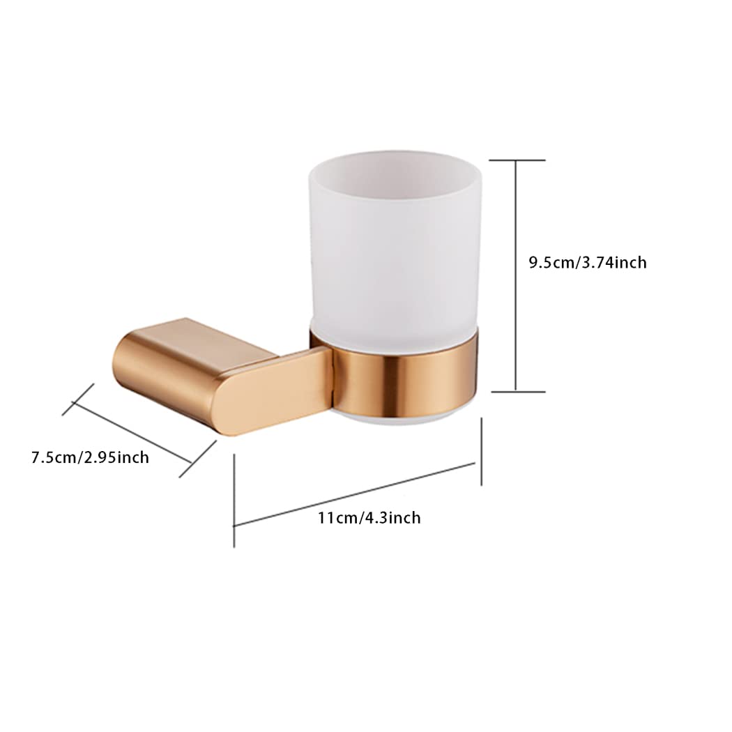 WRIST Zahnbürstenhalter, Zahnbürstenhalter Zur Wandmontage Mit Milchglasbecher Zahnbürstenhalter Aus Edelstahl in Roségold Für Das Badezimmer