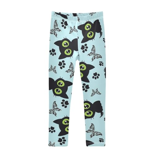 Cat and Butterfly Girls Leggings,Workout Leggings for Girls Toddler Athletic Leggings Size for 3-10T
