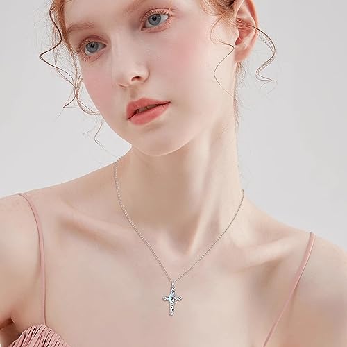 POPLYKE Pet Cat Cremation Jewelry for Ashes Sterling Silver Memorial Ash Jewelry Moonstone Cross Keepsake Urn Pendants for Animal Ashes Necklace - Image 2