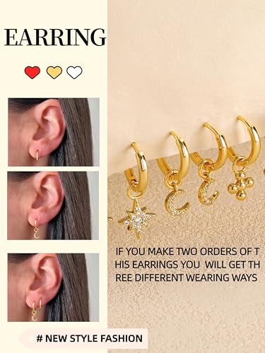 Pearl Earrings for Women - Dainty Gold Earrings Trendy 14K Gold Plated Freshwater Pearl Dangle Hoop Stud Earrings for Women Wedding Jewelry Gift for Women