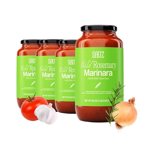 Sauz | Wild Rosemary Marinara Sauce, 25 Oz Jar (4-Pack),