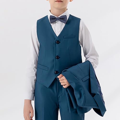 Traje para niños de 5 piezas cómodo y elegante estilo británico para paje de boda y comunión 2