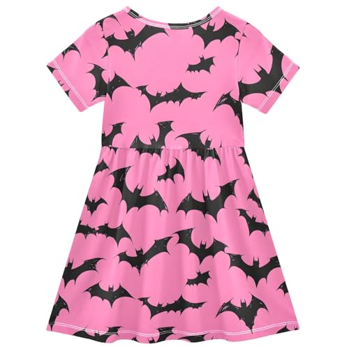 Short Sleeve Girl's Dress Hallowmas Bats Print Knee high, Quick Dry Moisture-Wicking Sizes 2T2