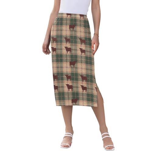Women's Trendy High Waist Midi Summer Skirt Weekend Split Skirt