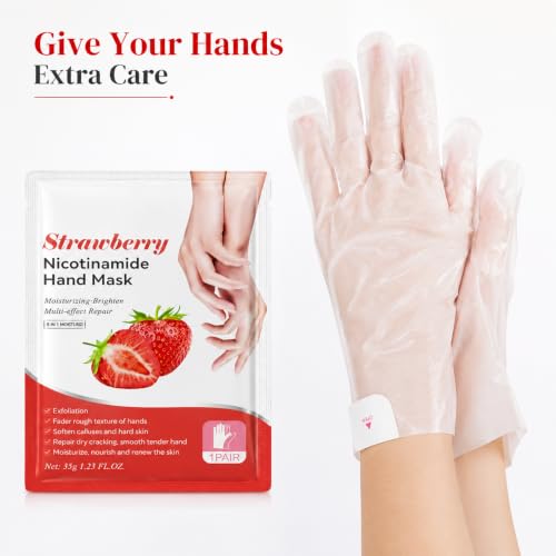 Image of Strawberry Nicotinamide Hand Mask Gloves, 1 Pair, 35g