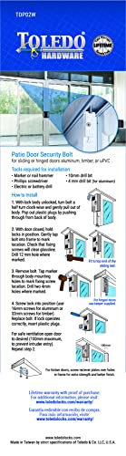 Toledo White Security Hardened Keyed Bolt Sliding Patio Door Lock #TOP6