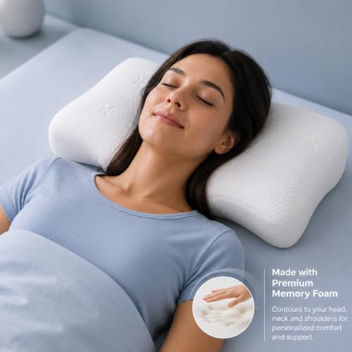 Image of Memory Foam Cervical Neck Pillow | 3 Years Warranty | Pain Relief Sleep, Improves Posture Spinal Alignment, Neck Pain Relief (Primium Large)