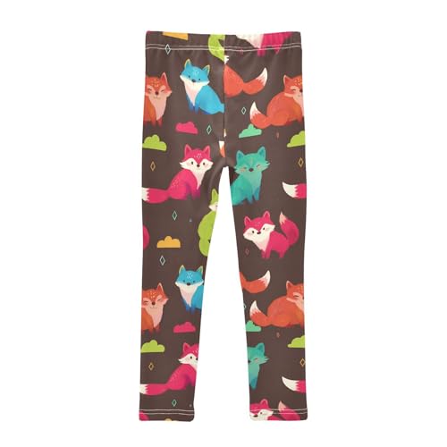 Colorful Fox Cloud Girls Leggings Ultra Soft Compression Yoga Gym Pants for Kids 4-10T2