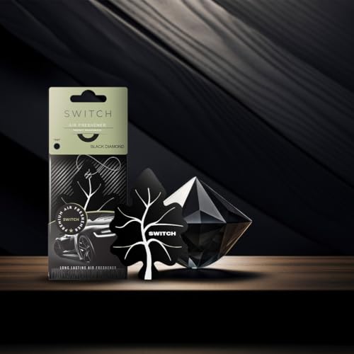 Image of SWITCH Car Air Freshener + Screen Cleaning Cloth Combo | Black Diamond Scent Car Perfumes Luxury Hanging | Long Lasting Aroma | Refreshing Smell | Car Accessories Interior (Pack of 1)