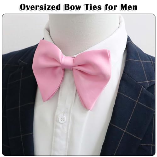 Image of Luckyvestir Oversized Bow Ties for Men, Black /Red Big Bow Tie, Solid Color Pretie Bowtie Men for Tuxedo Wedding