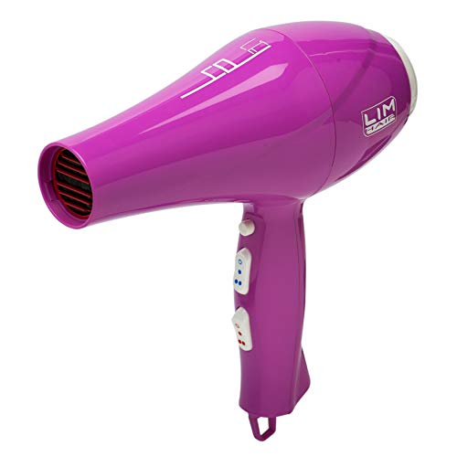 Secador de cabello LIM HAIR hp3.7 IONIC TOURMALINE 2000 W. COLD SHOT. Diseñado para uso profesional en salón de peluquería. 2 boquillas incluidas (FUCSIA)