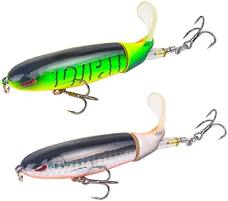 2 Pack Fishing Lures for Whopper Multi Jointed Swim Baits, 4.0 inch/0.5 oz with Floating Rotating Tail Topwater Bait Freshwater Saltwater Lures with Barb Treble Hooksfor Carp Bass Pike Trout Walleye