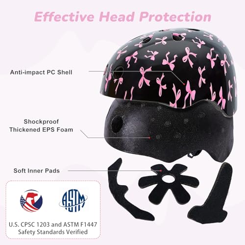 Image of Kids Bike Helmet for Girls 3-5 /5-8 /8-14, Adjustable Helmet with DIY Cat Ears, Cute Toddler Youth Helmets for Skateboard Scooter Cycling Roller Skating