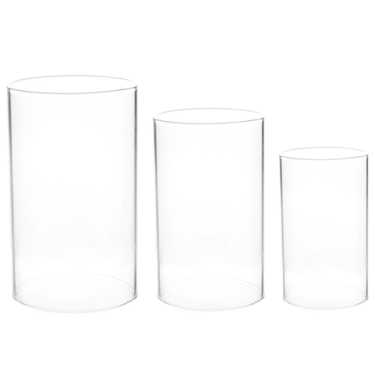 Abat-Jour en Verre Transparent pour Bougies, Tube, Lot de 3